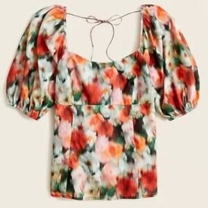 J. Crew | Liberty Hazy Days Floral Squareneck Top Blouse Puff Sleeves Size 2